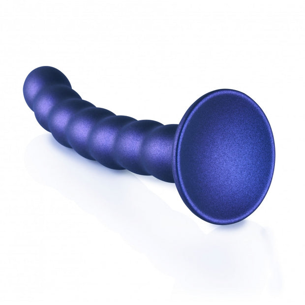 Dildo vaginale con ventosa a sfere Beaded G-Spot Dildo 6,5'' / 16,5 cm Metallic Blue