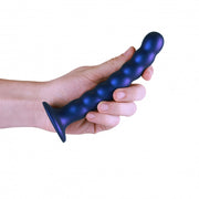 Dildo vaginale con ventosa a sfere Beaded G-Spot Dildo 6,5'' / 16,5 cm Metallic Blue