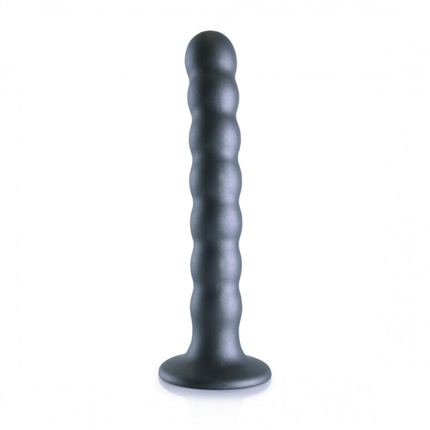 Dildo vaginale con ventosa a sfere Beaded G-Spot Dildo 6,5'' / 16,5 cm Gun Metal