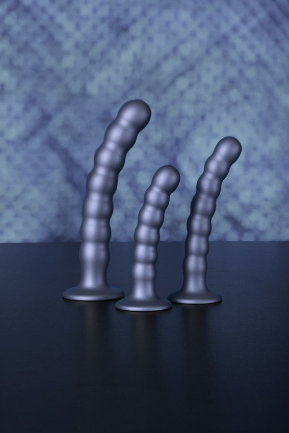 Dildo vaginale con ventosa a sfere Beaded G-Spot Dildo 6,5'' / 16,5 cm Gun Metal