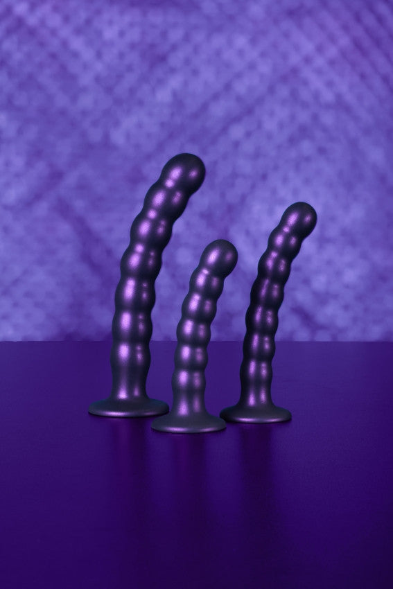 Dildo vaginale con ventosa a sfere Beaded G-Spot Dildo 6,5'' / 16,5 cm Metallic Purple