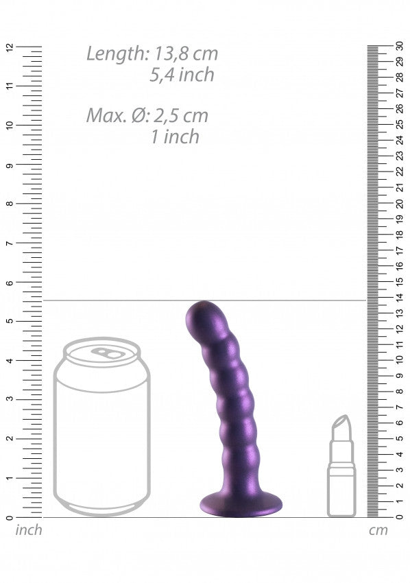 Dildo vaginale con ventosa a sfere Beaded G-Spot Dildo 5'' / 13 cm Metallic Purple