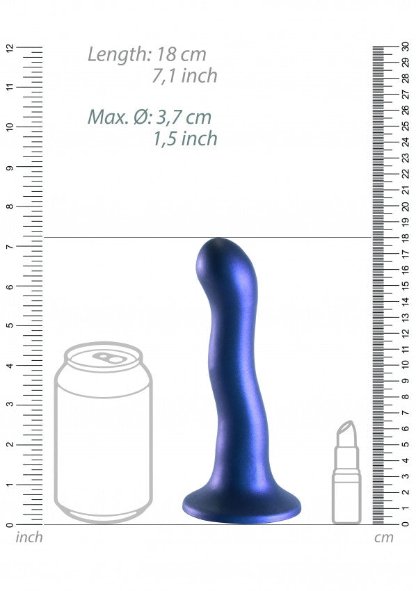 Dildo vaginale con ventosa Ultra Soft Curvy G-Spot Dildo 7''/17 cm Metallic Blue