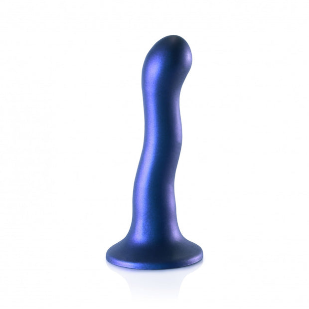 Dildo vaginale con ventosa Ultra Soft Curvy G-Spot Dildo 7''/17 cm Metallic Blue