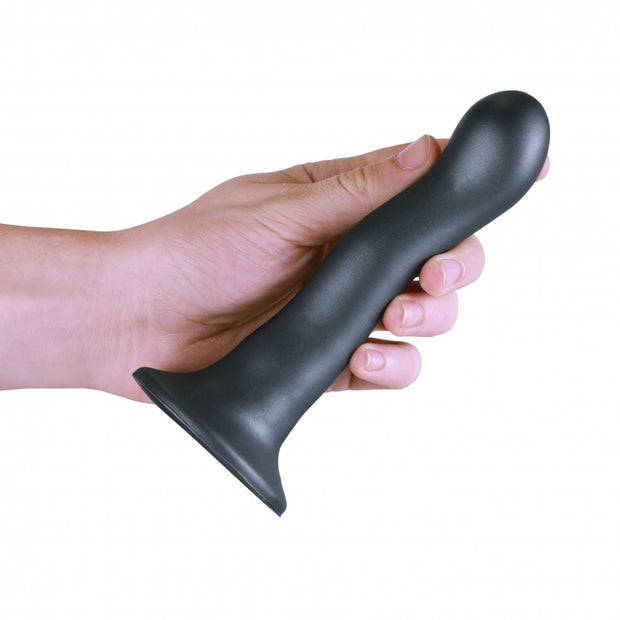 Dildo vaginale con ventosa Ultra Soft Curvy G-Spot Dildo 7''/17 cm Gun Metal