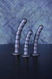 Dildo vaginale con ventosa a sfere Beaded G-Spot Dildo 5'' / 13 cm Gun Metal