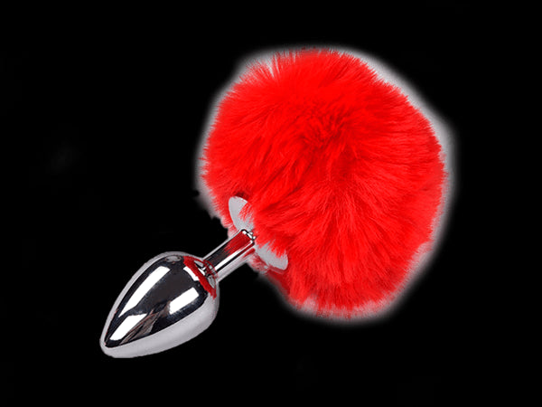 Plug anale con coda Metal Anal Fluffy Plug M red