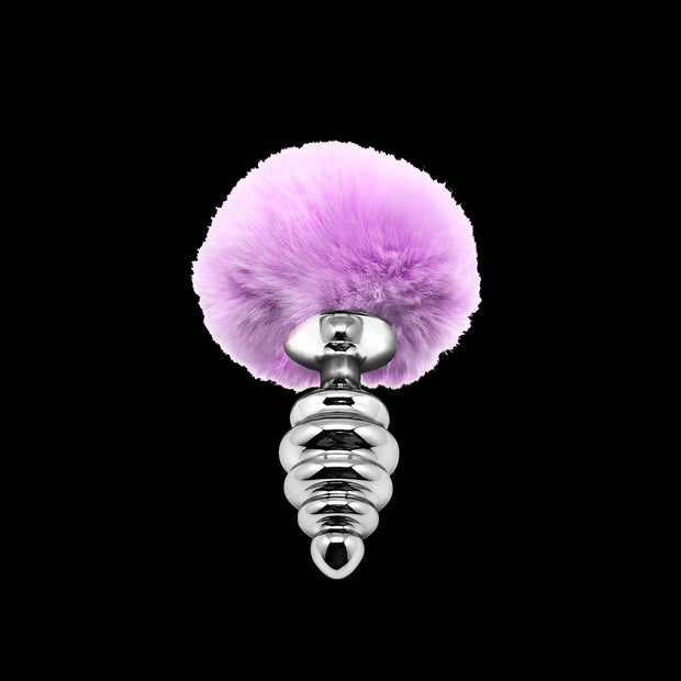 Plug anale con coda Metal Anal Fluffy Twist Plug M purple