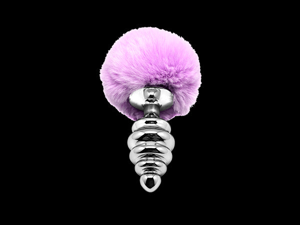 Plug anale con coda Metal Anal Fluffy Twist Plug L purple