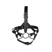 Imbracatura viso con morso Head Harness with Spider Gag and Nose Hooks Black