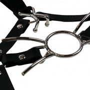 Imbracatura viso con morso Head Harness with Spider Gag and Nose Hooks Black