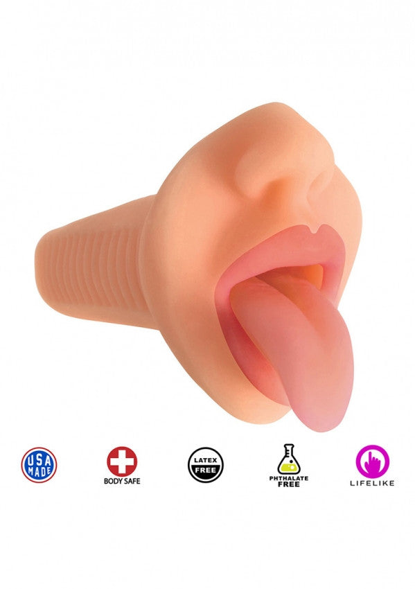 Masturbatore bocca finta vibrante Courtney Vibrating Mouth Stroker - Vanilla