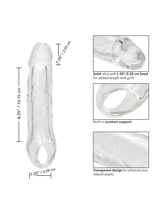 Guaina fallica con anello per testicoli Clear Extension 5.5 In