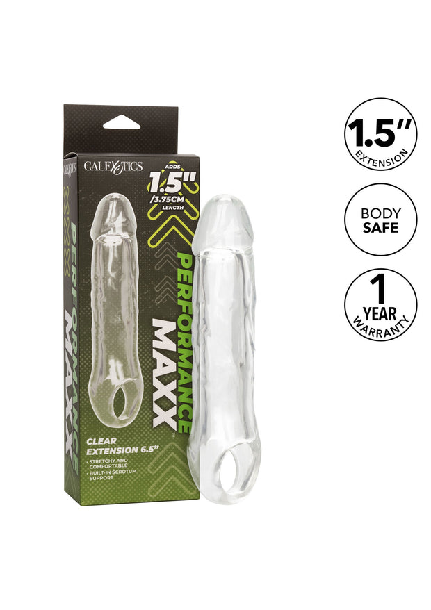 Guaina fallica con anello per testicoli Clear Extension 6.5 In