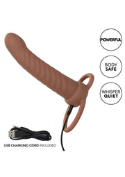 vibratore rechargeable ribbed dual penetrator