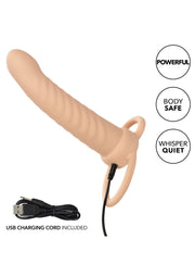 vibratore rechargeable ribbed dual penetrator