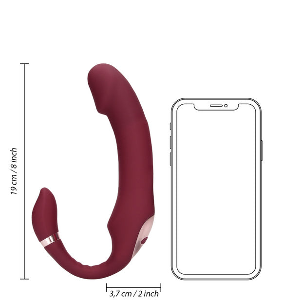 Bendable Vibrating Strapless Strap-on - Merlot Grape