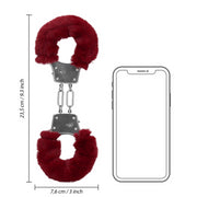 Furry Metal Hand Cuffs - Red