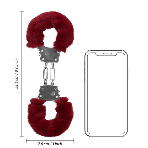 Furry Metal Hand Cuffs - Red