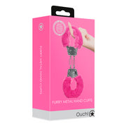 Furry Metal Hand Cuffs - Pink