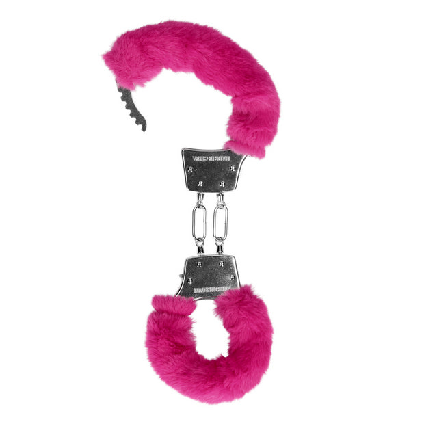 Furry Metal Hand Cuffs - Pink