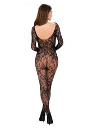 Tutina elasticizzata sexy in pizzo nero per lei kotek