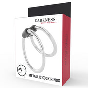 Anello doppio per pene in metallo metallic cock ring darkeness