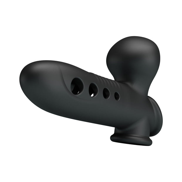 Guaina per pene prolunga fallica in silicone con pompa e anello fallico Baile