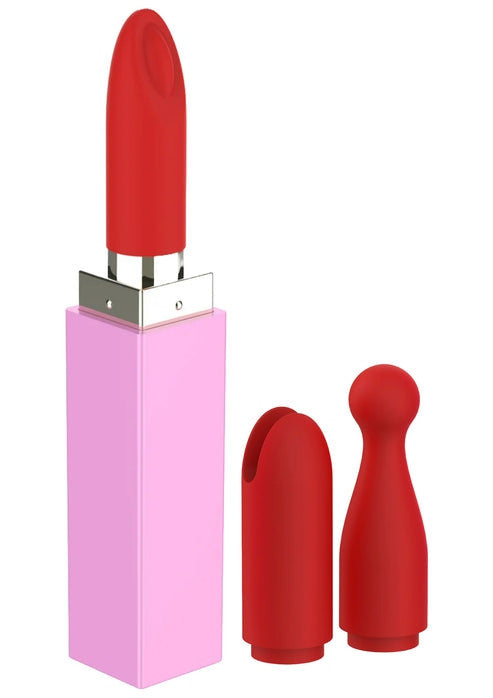Rossetto vibrante in silicone ricaricabile con tre punte intercambiabili xocoon