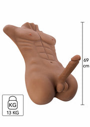 Masturbatore busto realistico con dildo e ano penetrabile dude,fuck me