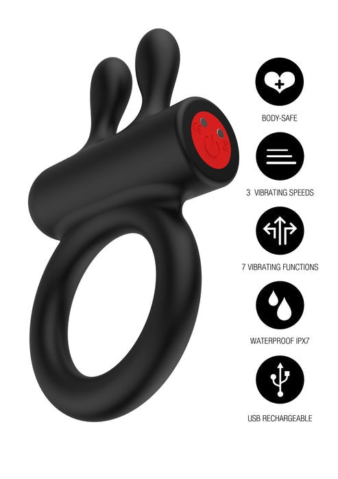 Anello fallico vibrante con stimolatore per clitoride in silicone per coppie hidden desire