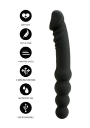Fallo anale vibrante in silicone doppio stimolatore graduale hidden desire