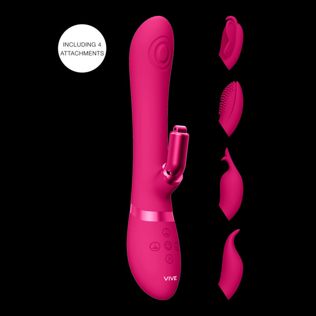 Vibratore rabbit stimolatore clitoride in silicone con 4 testine incluse Vive