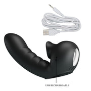 Vibratore doppia stimolazione clitoride vaginale in silicone ricaricabile pretty love