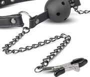 Morso bondage con pinze per capezzoli ball gag nipple clamps