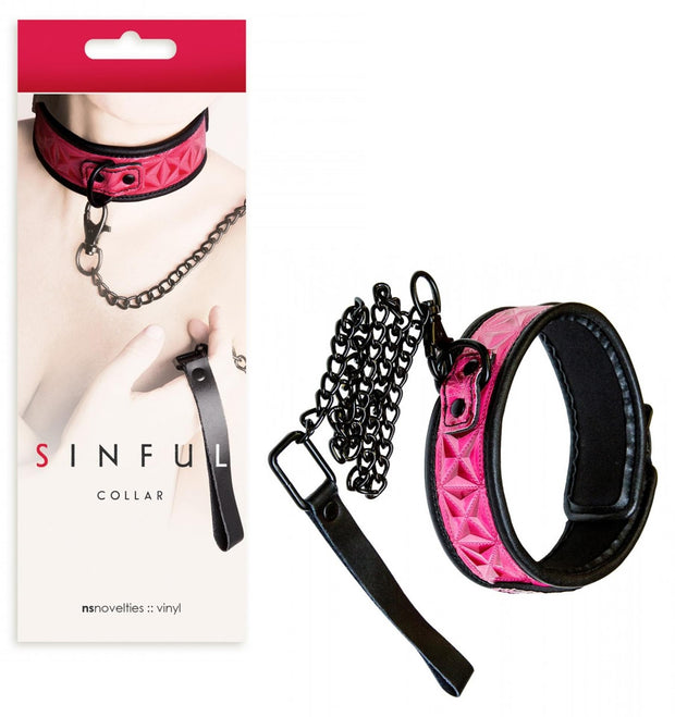 Collare fetish con guinzaglio a catena bondage sinful Pink