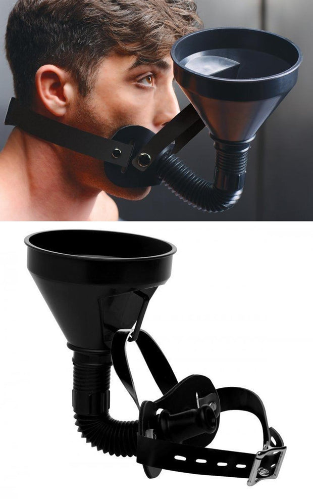 Maschera bondage con imbuto latrine fetish gag morso