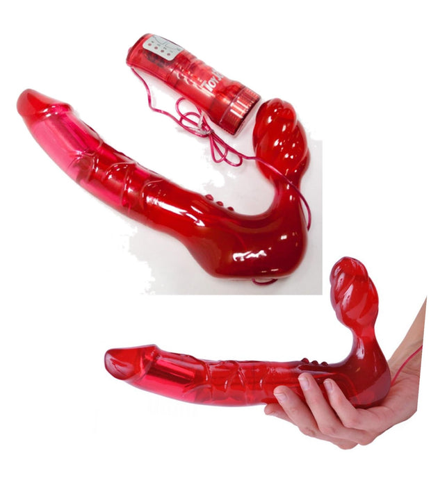 Vibratore dildo doppio indossabile per donna senza imbragatura straples red