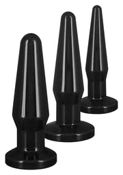 Kit fallo anale 3 pz dildo butt plug sex sex toys anal mini maxi black nero