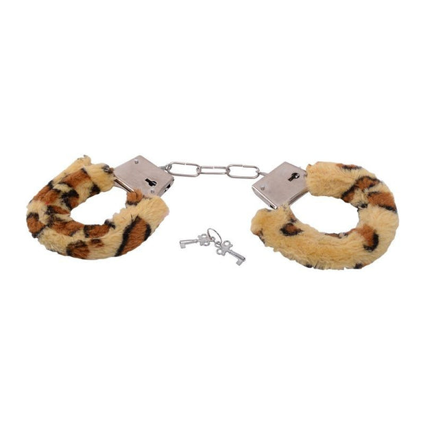 Manette con pelliccia sintetica bondage cuffs fetish costrittivo leopardato