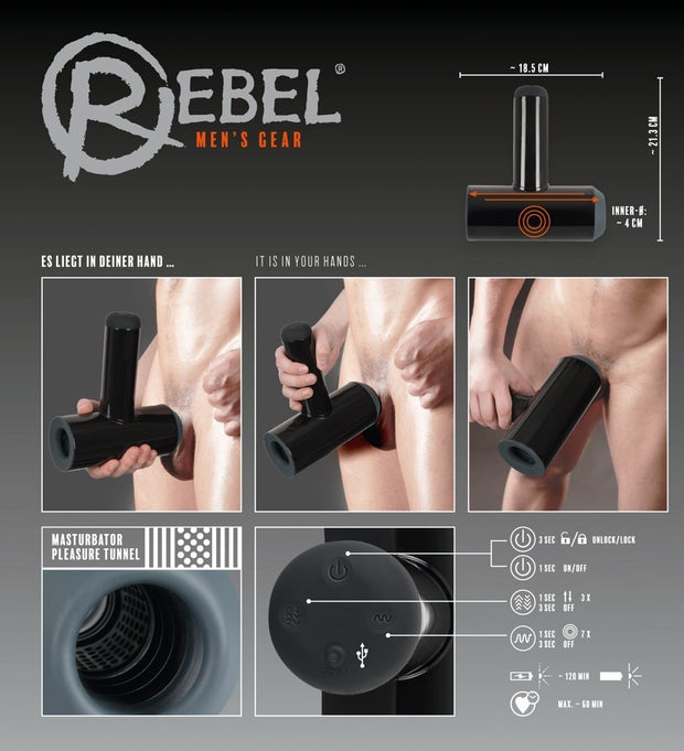 masturbatore automatico stimolatore per pene nero ricaricabile vibrante black