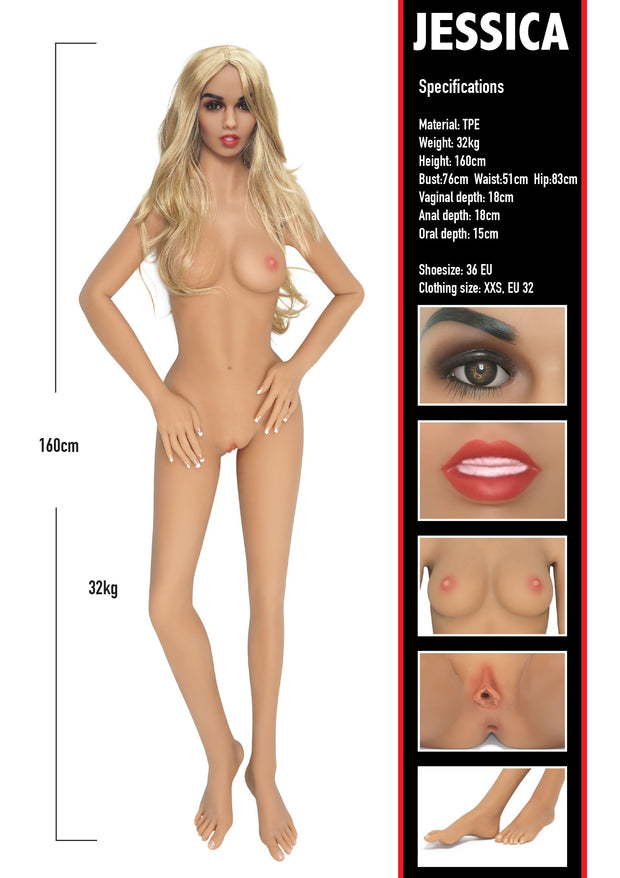 Bambola realistica in silicone  sexy doll adult non gonfiabile con vagina ano babe Jessica