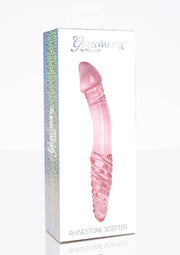 Fallo doppio vaginale anale Rhinestone Scepter in vetro