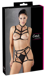 Completo intimo 3 pz BDSM Harness Set reggiseno slip