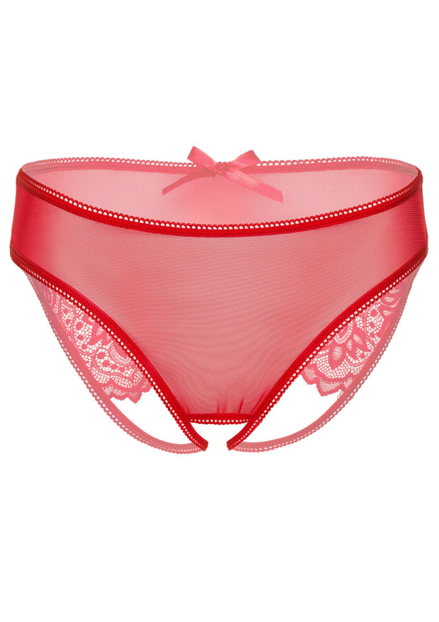 Slip trasparente con apertura intima e pizzo Nicolette crotchless panty